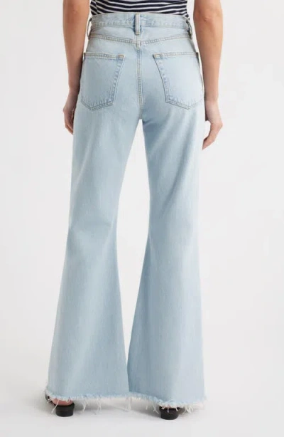 Frame The Lax Frayed High Waist Flare Jeans In Gray