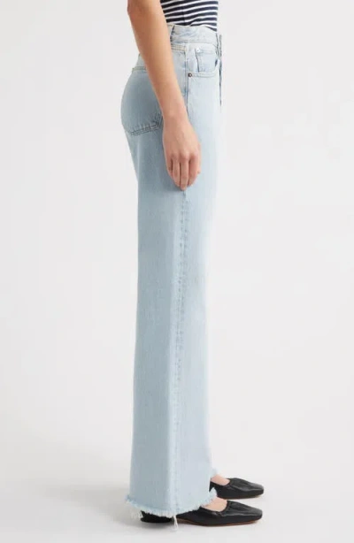 Frame The Lax Frayed High Waist Flare Jeans In Gray