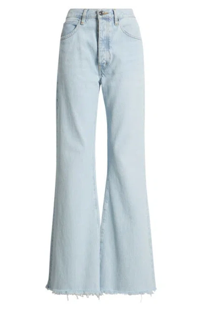 Frame The Lax Frayed High Waist Flare Jeans In Gray