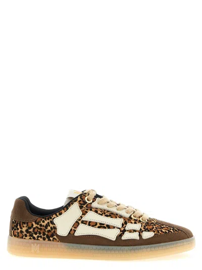 Amiri Pacific Bones Brown Low-top Sneaker With Logo Patch On The Tongue And Leopard Print In Suede Man In Animal Print