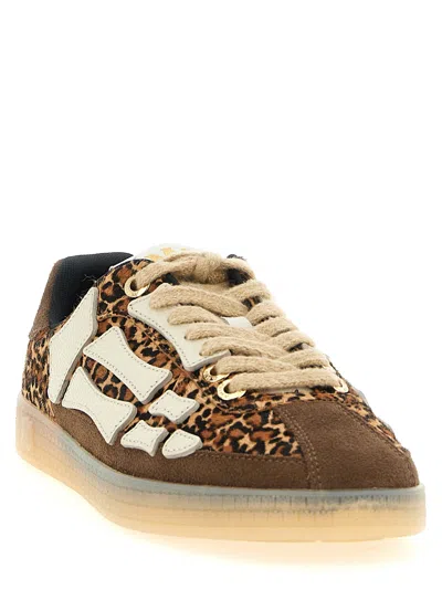Amiri Pacific Bones Brown Low-top Sneaker With Logo Patch On The Tongue And Leopard Print In Suede Man In Animal Print