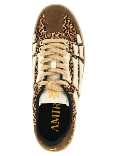 Amiri Pacific Bones Brown Low-top Sneaker With Logo Patch On The Tongue And Leopard Print In Suede Man In Animal Print
