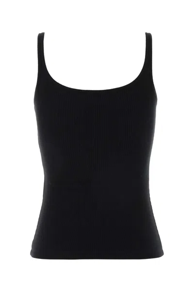 Off-white Stretch Cotton Tank Top Scoop Neckline In Black
