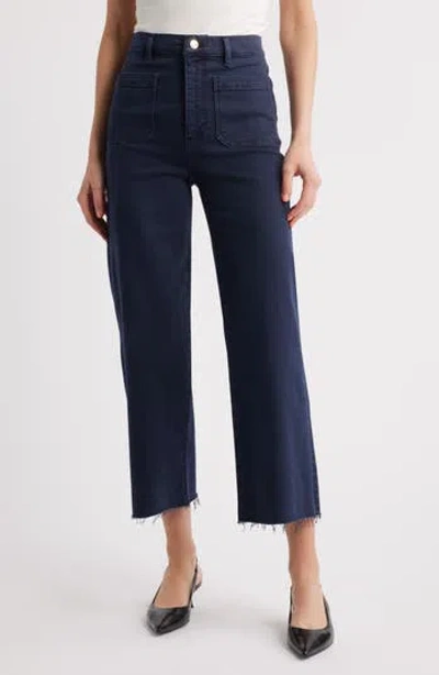 Frame Women's The Anchor High-rise Wide Jeans In Navy Raw Fray In Blue