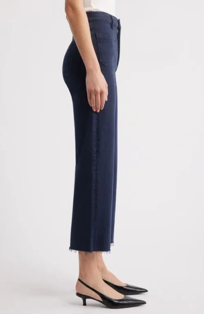 Frame Women's The Anchor High-rise Wide Jeans In Navy Raw Fray In Blue