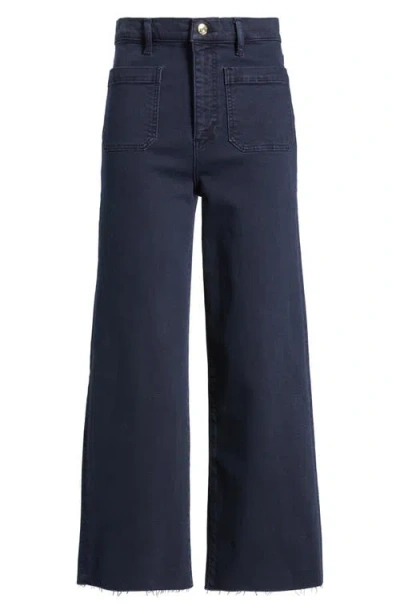 Frame Women's The Anchor High-rise Wide Jeans In Navy Raw Fray In Blue