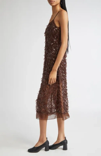 3.1 Phillip Lim Sequin Fringe Slip Dress In Brown