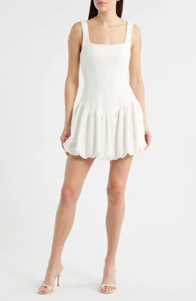 Black Halo Birdie Sleeveless Bubble Minidress In White