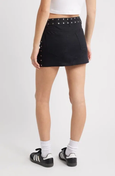 Bp. Stud Denim Miniskirt In Black