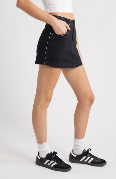 Bp. Stud Denim Miniskirt In Black