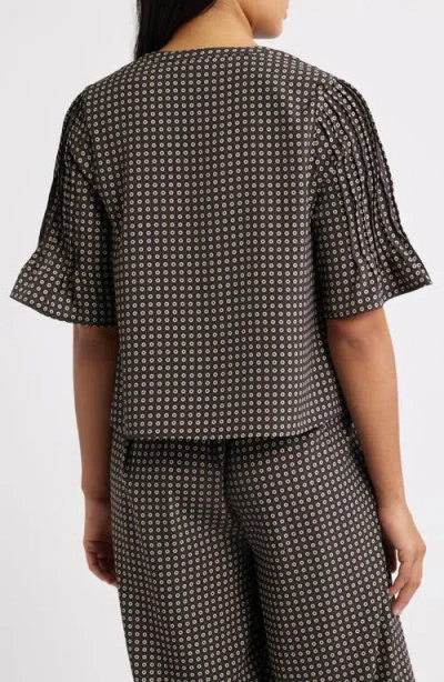 Bobeau Dot Print Boho Top In Black