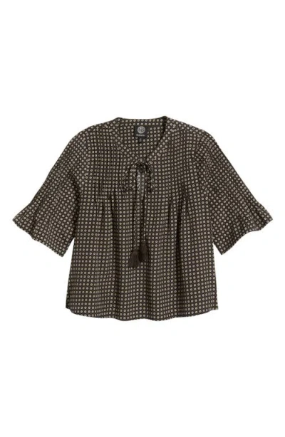 Bobeau Dot Print Boho Top In Black