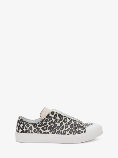 Alexander Mcqueen Leopard Printed Leather Low-top Sneakers In Ivory