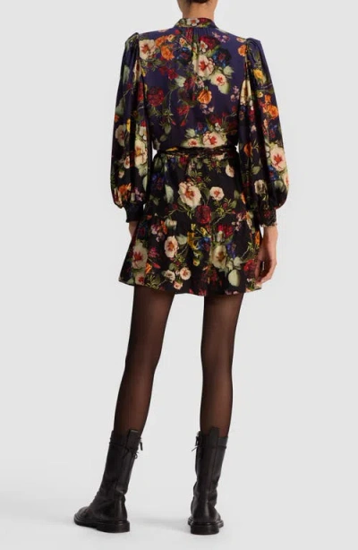 Alice And Olivia Antonette Long Sleeve Button Front Mini Dress In Magic Garden Gradient