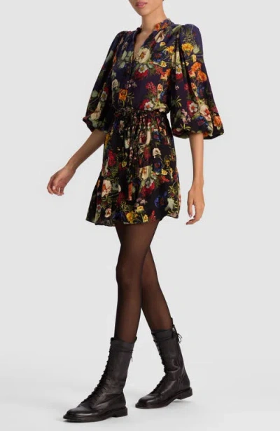 Alice And Olivia Antonette Long Sleeve Button Front Mini Dress In Magic Garden Gradient