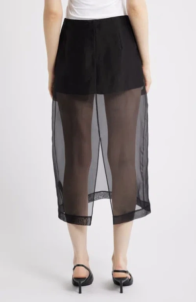 Frame High-rise Silk Organza Midi Skirt In Black