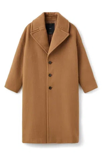 Mango Selection Notched Lapel Virgin Wool Blend Coat In Brown