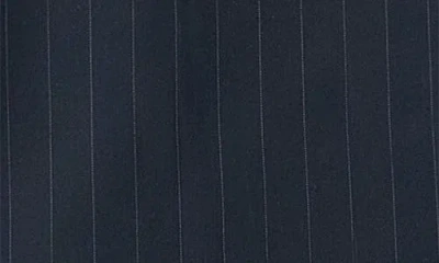 Mango Selection Pinstripe Double Breasted Blazer In Blue