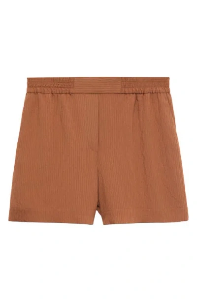 Mango Textured Shorts In Brown