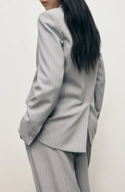 Mango Pinstripe Suit Jacket In Gray