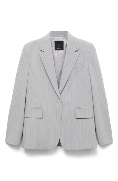 Mango Pinstripe Suit Jacket In Gray
