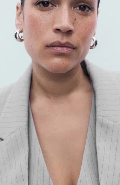 Mango Pinstripe Suit Jacket In Gray