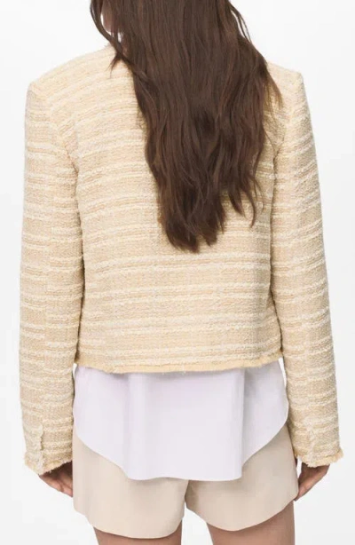Mango Tweed Jacket In Sand
