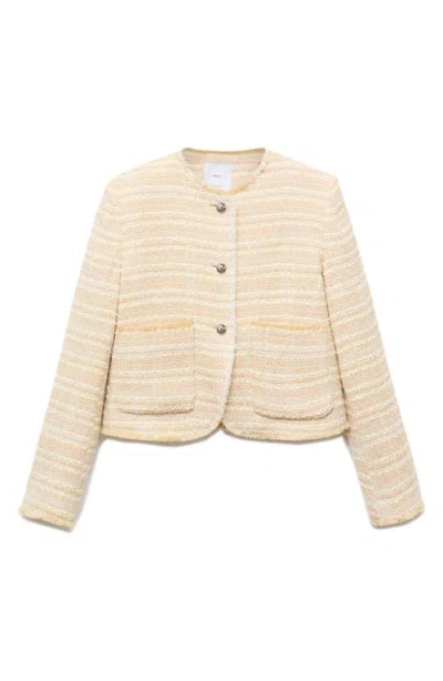 Mango Tweed Jacket In Sand