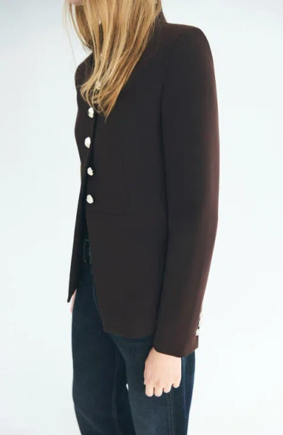 Mango Button Front Jacket In Brown