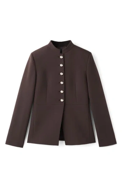 Mango Button Front Jacket In Brown