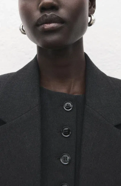 Mango Double Breasted Suit Blazer In Black