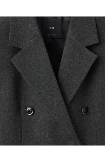 Mango Double Breasted Suit Blazer In Black