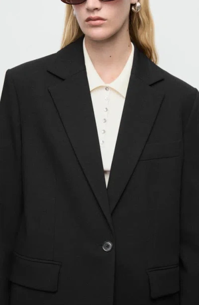 Mango Flap Pocket Blazer In Black