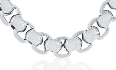 Blackjack Round Box Chain Necklace In Silver
