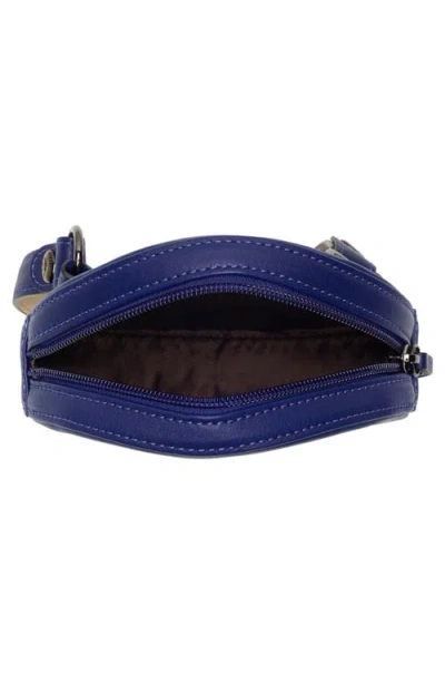Longchamp Embossed Circular Belt Bag In Blue