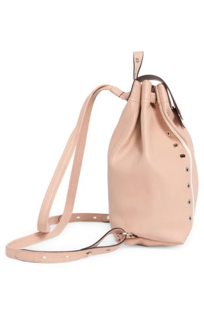 Longchamp Grommet Stud Leather Backpack In White