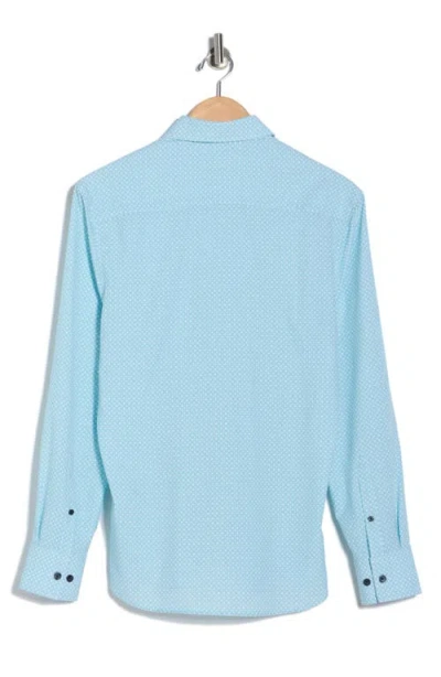 Construct Slim Fit Diamond Geometric Stretch Button-up Shirt In Blue