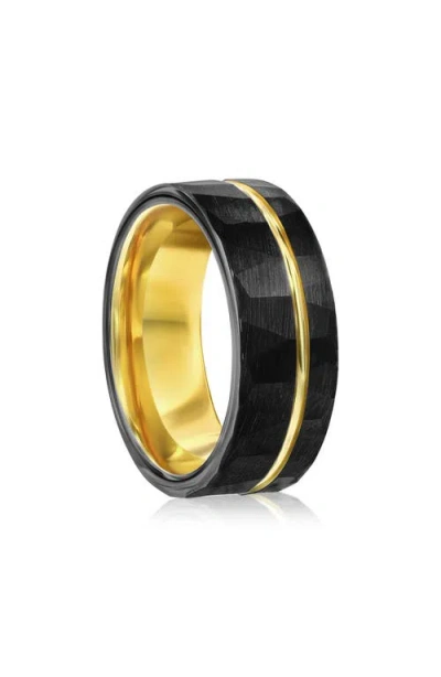 Blackjack Hammered Two-tone Ring In Black