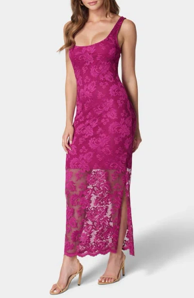 Bebe Marseille Lace Square Neck Tank Dress In Fuchsia