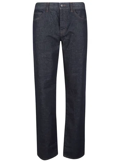 The Row Carlyl Jeans Contrast Stitching Belt Loops Pockets In Blue