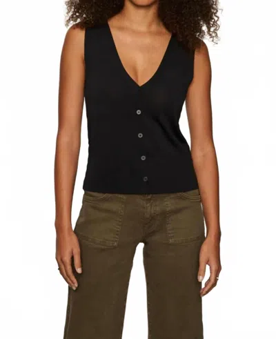 Sanctuary Knitted Button Front Top In Black In Black