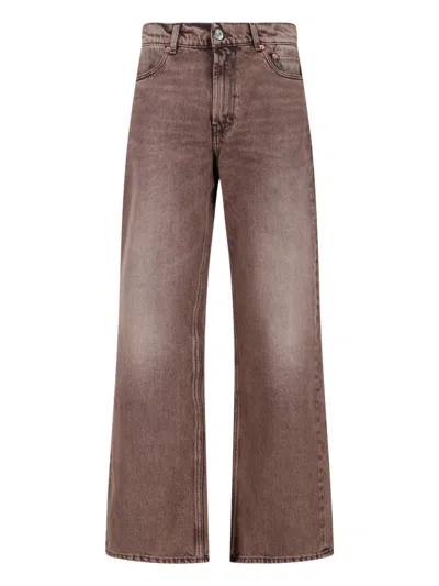 Our Legacy Denim Trousers Faded Effect Belt Loops Five Pockets In Brown