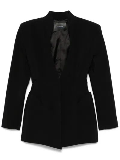 Mugler Tailored Jacket With Structured Shoulders In Black