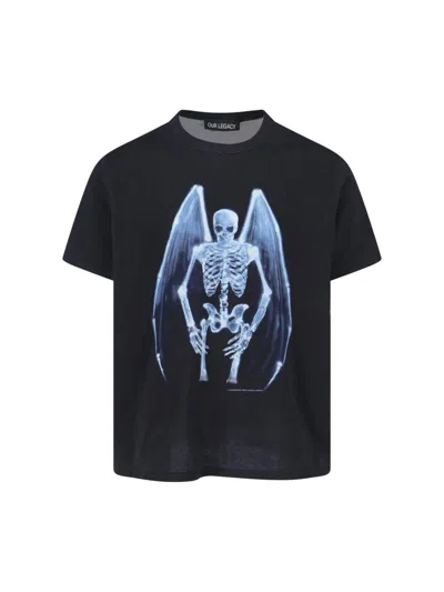 Our Legacy Mens Fallen Angel Print Graphic-print Cotton T-shirt In Black