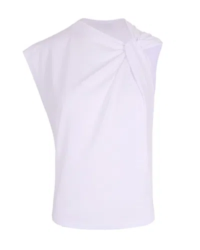 Isabel Marant Organic Cotton Ribbed Crew-neck Asymmetric Sleeveless Cutout T-shirt In Purple
