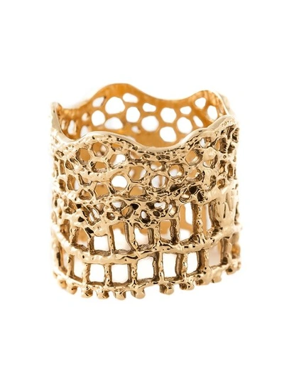 Shop Aurelie Bidermann 'vintage Lace' Ring - Metallic