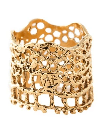 Shop Aurelie Bidermann 'vintage Lace' Ring - Metallic