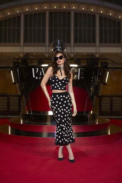 L'agence Mae Polka Dot Flare Skirt In Animal Print