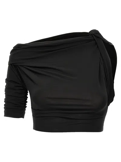 Jacquemus Drapeado Crop-top In Black