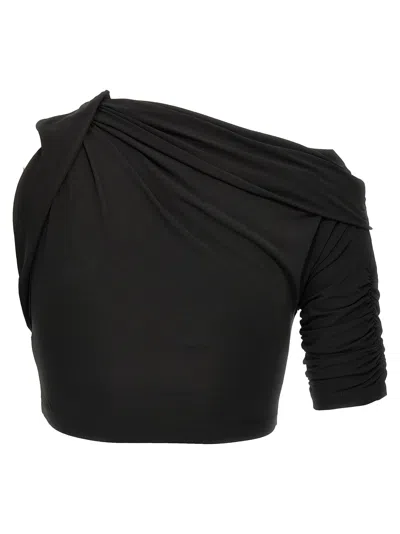Jacquemus Drapeado Crop-top In Black